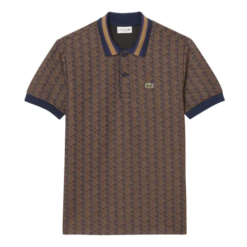 Áo Polo Nam Lacoste Men's Classic Fit Monogram Jacquard DH1417 - 9I4 Màu Nâu Size 3