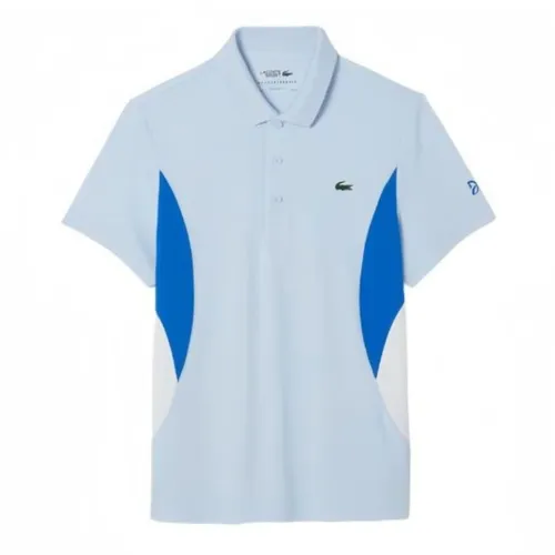 Áo Polo Nam Lacoste Tennis x Novak Djokovic Fan Regular Fit DH7330 J2G Màu Xanh Nhạt Size 4