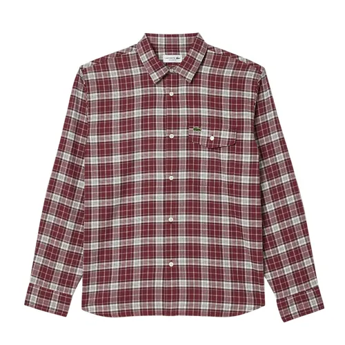 Áo Sơ Mi Dài Tay Nam Lacoste Medium Check Cotton Twill Shirt CH6729 - I65 Màu Đỏ Size 39