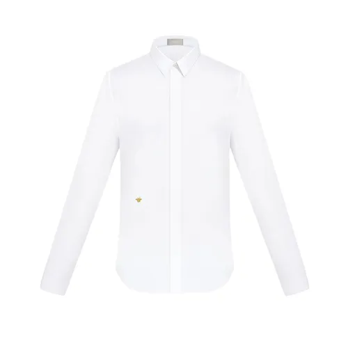 Áo Sơ Mi Nam Dior Homme With Bee Logo Embroidered In White - 733C554B2088 Màu Trắng Size 38
