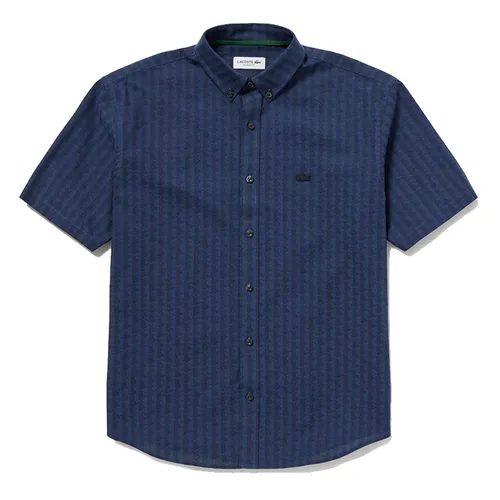 Áo Sơ Mi Nam Lacoste Men's Printed Jacquard Chambray Oxford Shirt CH4730-166 Màu Xanh Navy Size 38