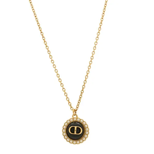 Dây Chuyền Nữ Dior Petit CD Necklace Màu Vàng Gold/Đen