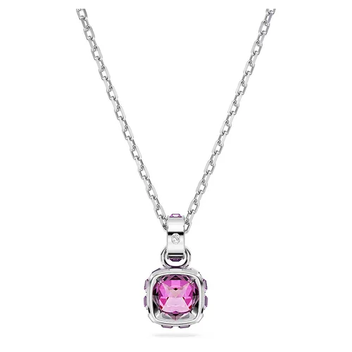 Dây Chuyền Nữ Swarovski Birthstone Pendant Square Cut February Purple Rhodium Plated 5651708 Màu Bạc Tím