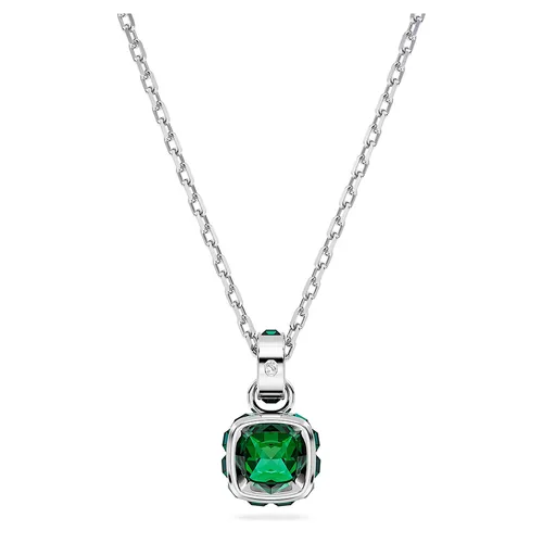 Dây Chuyền Nữ Swarovski Birthstone Pendant Square Cut May Green Rhodium Plated 5651793 Màu Bạc Xanh