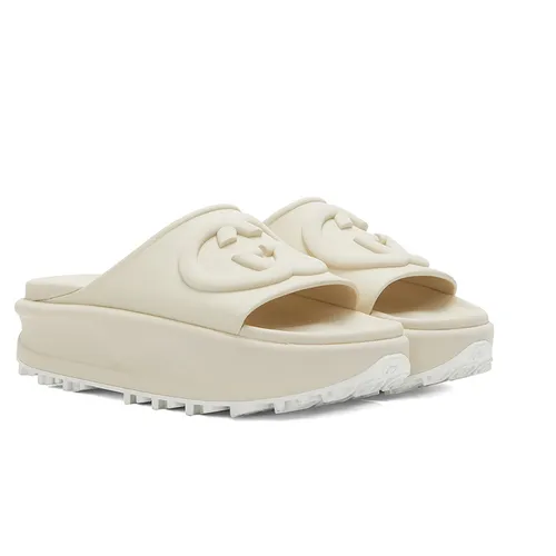 Dép Nữ Gucci GG Slide Sandal With Interloking G In Of-White Màu Trắng Ngà Size 34