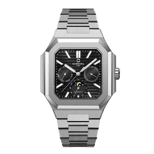 Đồng Hồ Nam Carnival 42mm 8187G-VT-D Màu Đen Bạc