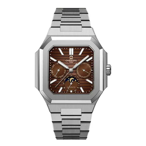 Đồng Hồ Nam Carnival 42mm 8187G-VT-N Màu Nâu Bạc