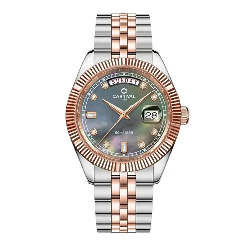Đồng Hồ Nam Carnival Quartz Watch 8190G-CH-DK Màu Demi Mặt Đen