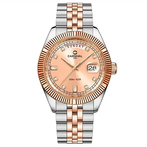 Đồng Hồ Nam Carnival Quartz Watch 8190G-CH-NN Màu Demi (Bạc- Vàng Hồng)
