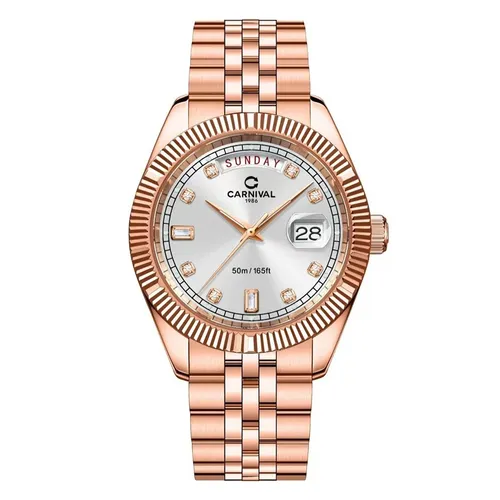 Đồng Hồ Nam Carnival Quartz Watch 8190G-VH-T Màu Vàng Hồng
