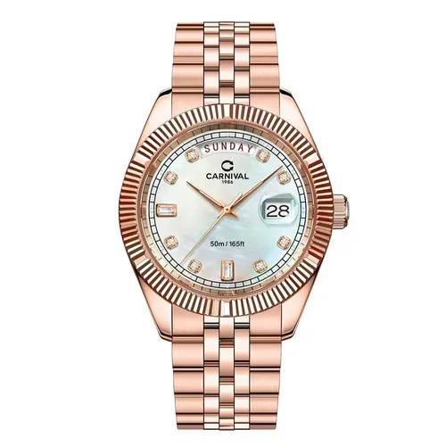 Đồng Hồ Nam Carnival Quartz Watch 8190G-VH-TK Màu Vàng Hồng/Trắng