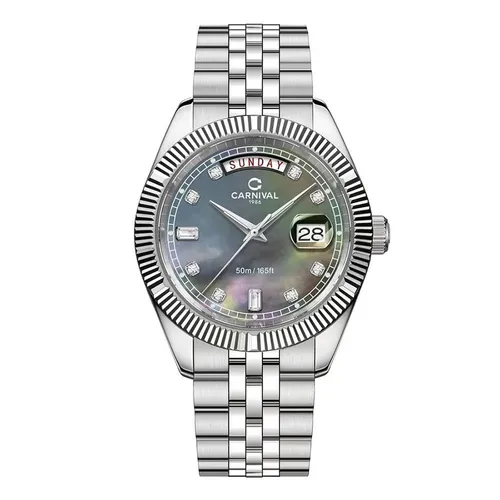 Đồng Hồ Nam Carnival Quartz Watch 8190G-VT-DK Màu Bạc/Đen
