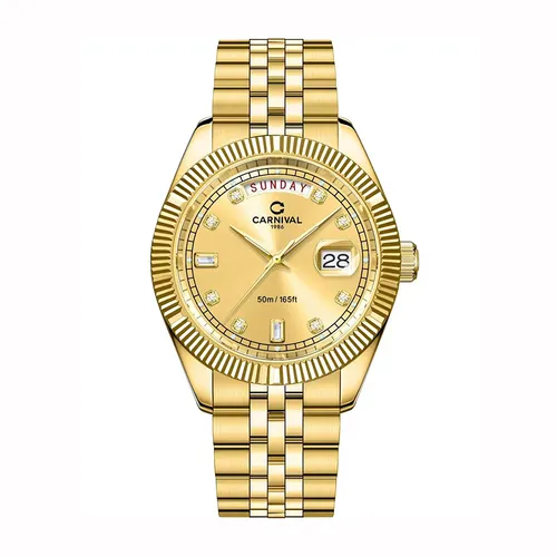 Đồng Hồ Nam Carnival Quartz Watch 8190G-VV-V Màu Vàng Gold