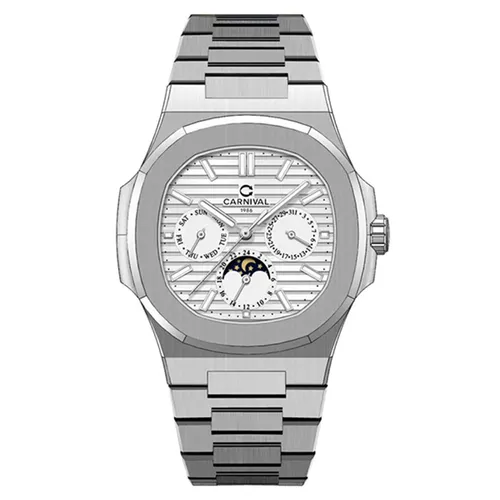 Đồng Hồ Nam Carnival Watch Automatic 8179G-VT-T Màu Bạc Trắng
