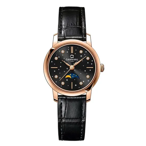 Đồng Hồ Nữ Carnival Quartz 8193L-VH-DD-D (8193L) Màu Đen - Vàng