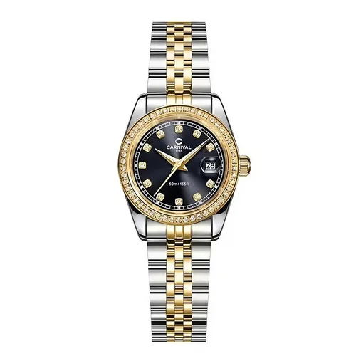 Đồng Hồ Nữ Carnival Quartz Watch 8131L2-CV-D Màu Demi Mặt Đen