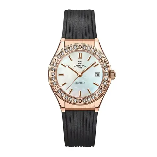 Đồng Hồ Nữ Carnival Quartz Watch 8168L2-VH-DCS-TK Màu Đen/Trắng