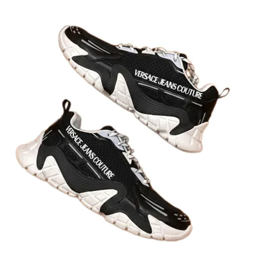 Giày Sneakers Nam Versace Black Sneaker Shoes With Running Letters 72YA3SH6 ZS237 L01 Màu Đen Trắng Size 41