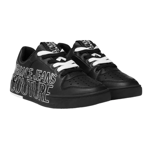 Giày Sneakers Nam Versace Black Sneaker Shoes With White Letter 77YA3SJ5 ZP346 899 Màu Đen Size 42
