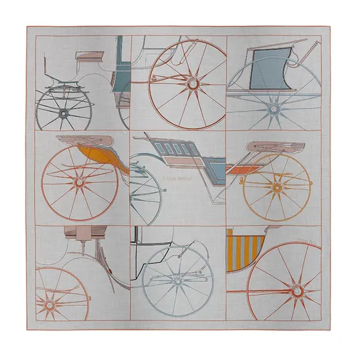 Khăn Choàng Nữ Hermès A Toute Berline ! Shawl 140 Màu Xanh Nhạt