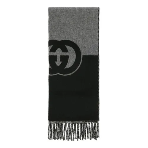 Khăn Quàng Cổ Gucci GG Wool Scarf Màu Xám Đen