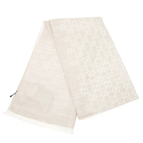 Khăn Quàng Cổ Unisex Gucci Wool Silk Scarf 165903 3G646 9500 Màu Be