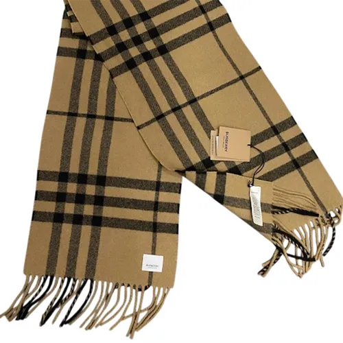 Khăn Quàng Cổ Unisex Burberry Giant Check Wool Muffler Màu Nâu