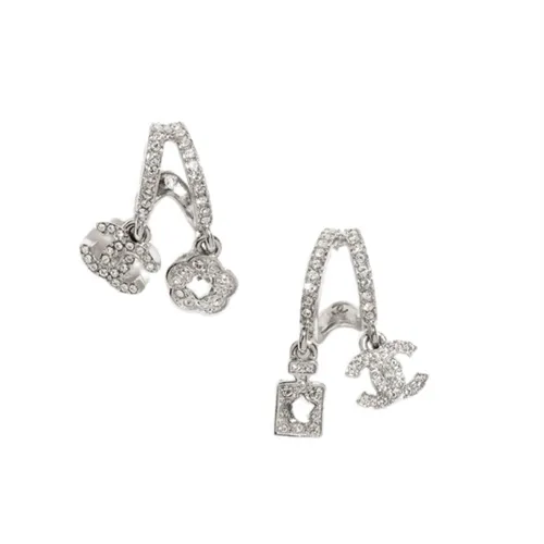 Khuyên Tai Nữ Chanel Luxurious Double Hoop Earrings Màu Bạc