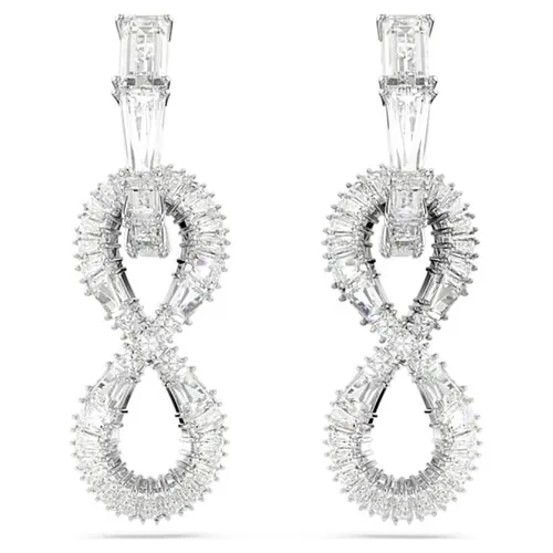 Khuyên Tai Nữ Swarovski Hyperbola Drop Earrings Infinity, White, Rhodium Plated 5679793 Màu Bạc