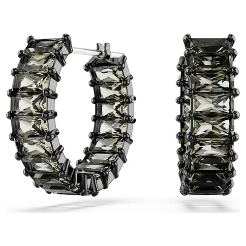 Khuyên Tai Nữ Swarovski Matrix Hoop Earrings Baguette Cut, Gray, Ruthenium Plated 5658650 Màu Đen