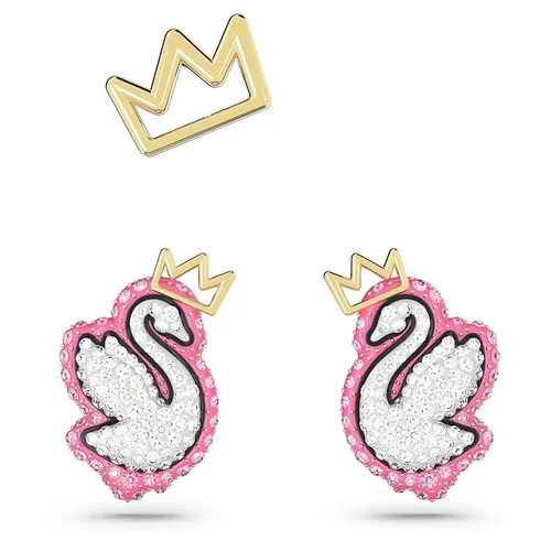Khuyên Tai Nữ Swarovski Pop Swan Stud Earrings Swan Pink Gold-Tone Plated 5649197 Màu Hồng Trắng