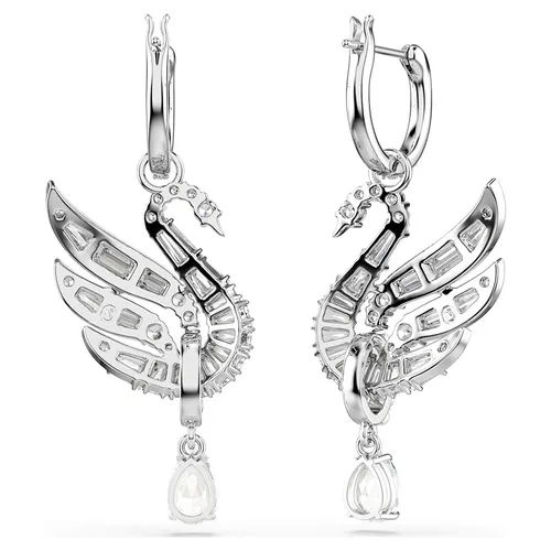 Khuyên Tai Nữ Swarovski Swan Earrings Swan, White, Rhodium Plated 5723388 Màu Bạc Sang Trọng
