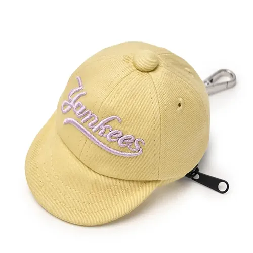 Mũ MLB Cursive Logo Baseball Cap Pouch Keyring 3APOV015N 50YEL Light Yellow Màu Vàng Nhạt