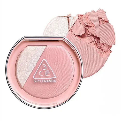Phấn Má Hồng Kèm Bắt Sáng 3CE Blushlighter Lazy Talk Màu Hồng Đào Sữa