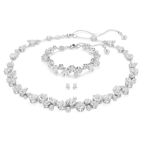 Set Dây Chuyền + Vòng Đeo Tay + Khuyên Tai Nữ Swarovski Constella Set Mixed Cuts, White, Rhodium Plated 5738285 Màu Bạc