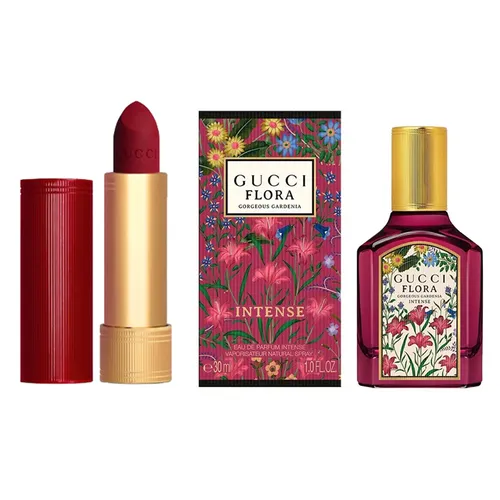 Set Son Lì Gucci 509 Rosso Ancora Màu Đỏ Đậm + Nước Hoa Flora Gorgeous Gardenia Intense EDP 5ml