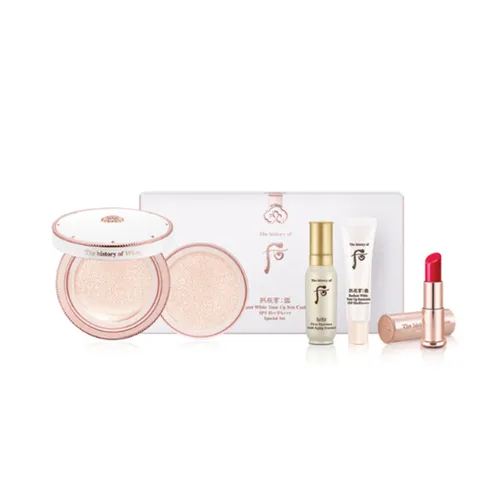 Set Trang Điểm Whoo Seol Radiant White Tone Up Sun Cushion 4 Món