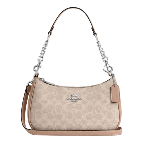 Túi Đeo Chéo Nữ Coach Teri Shoulder Bag In Signature Canvas CV933 Sand/Taupe Màu Be