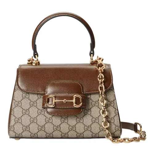 Túi Đeo Chéo Nữ Gucci Horsebit 1955 Top Handle Bag Màu Nâu