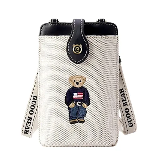 Túi Đeo Chéo Nữ Guoo Bear Bag GO2001-10040 Màu Be/Đen