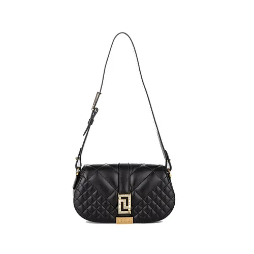 Túi Đeo Chéo Nữ Versace Greca Goddess Crystal Satin Quilted In Black - 1023422 1A17341 Màu Đen