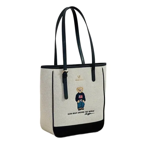Túi Tote Nữ Guoo Bear GU1409 Be Viền Đen