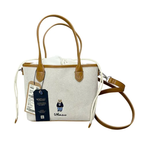 Túi Tote WHOAU Bear Canvas Bag WHBGG2224A Màu Nâu Kem