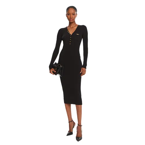 Váy Body Elisabetta Franchi Pletena Obleka AM10B56E2V390 110 Black Slim Fit Màu Đen Size 40