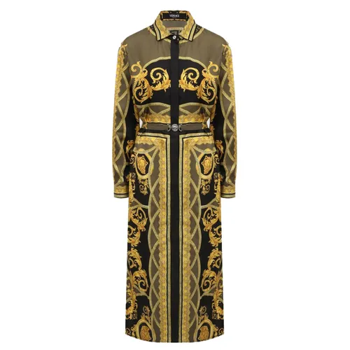Váy Liền Versace Silk Baroque Yellow Printed One Piece Mid-Length 1016413 1A11528 5BC60 Màu Vàng Họa Tiết Size 36