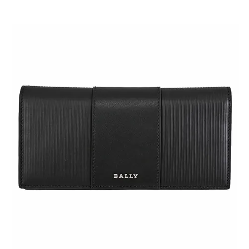 Ví Dáng Dài Bally Metal Logo Embossed Leather Horizontal Long Wallet Màu Đen