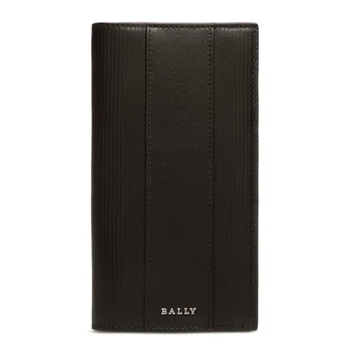 Ví Dáng Dài Bally Ribbed Leather Wallet Màu Đen