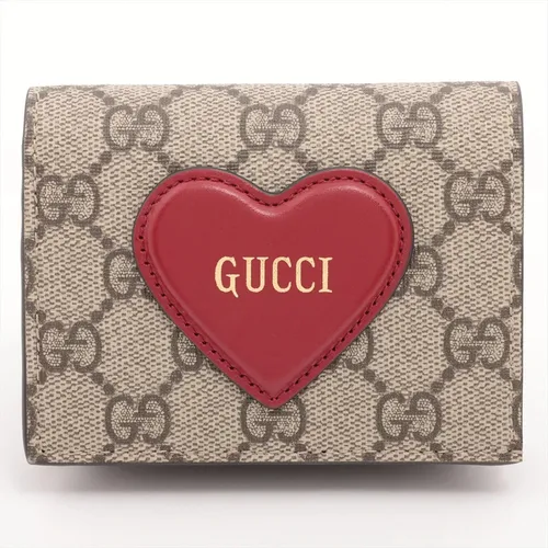 Ví Nữ&nbsp;Gucci GG Supreme PVC Leather Compact Wallet Brown Red 648848 Màu Nâu Đỏ