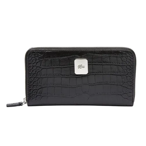 Ví Nữ Lacoste Amelia Large Zippered Embossed Leather Wallet NF3590TU - BLK Màu Đen