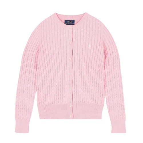 Áo Cardigan Nữ Ralph Lauren Mini-Cable Knit Big Kid In Light Pink 313543047010 Màu Hồng Size XL